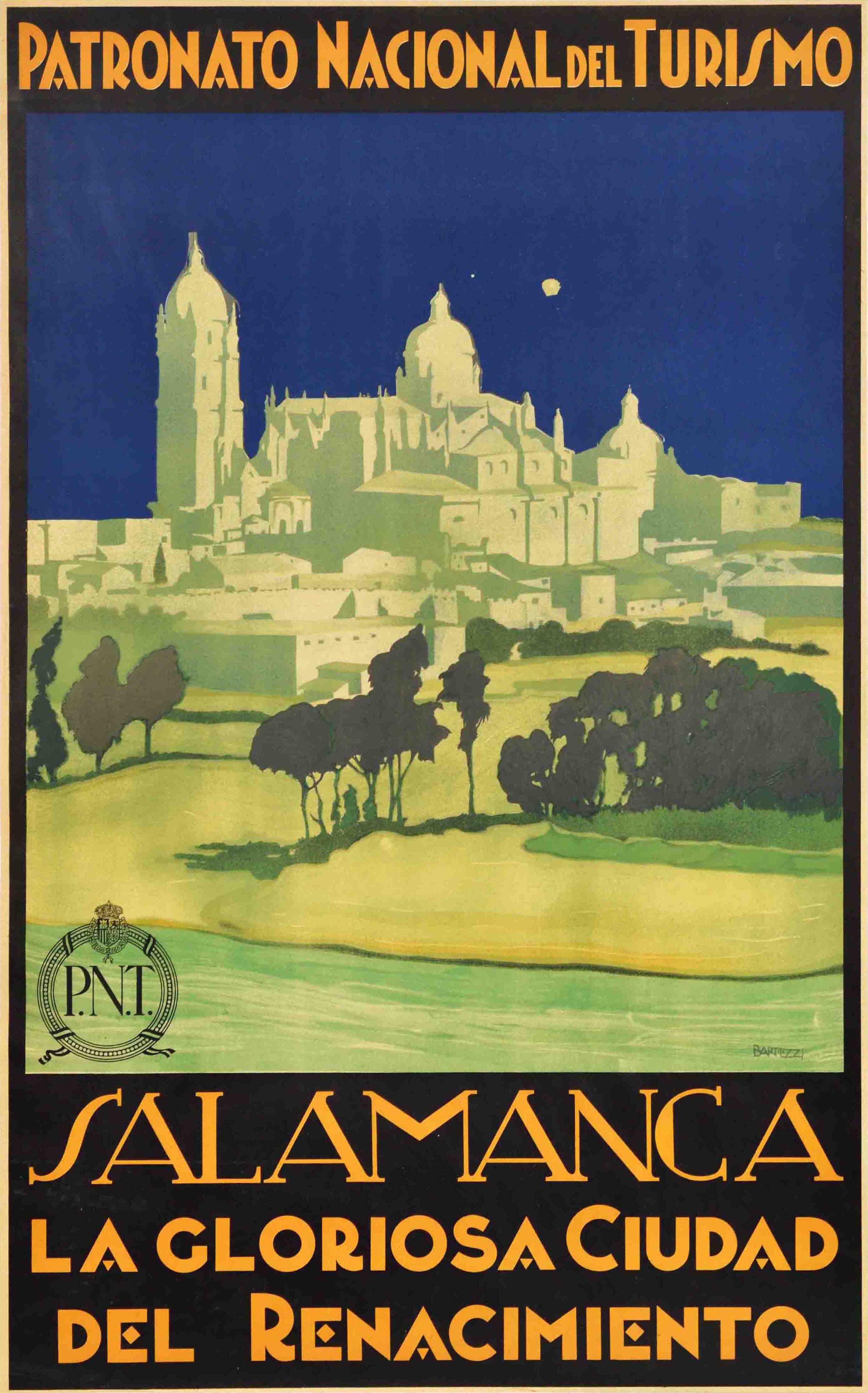 Print di Unknown - Poster di viaggio originale d'epoca Salamanca Città del Rinascimento PNT Spagna Cattedrale