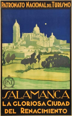 Original-Vintage-Reiseplakat Salamanca, Stadt der Renaissance, PNT, Spanien