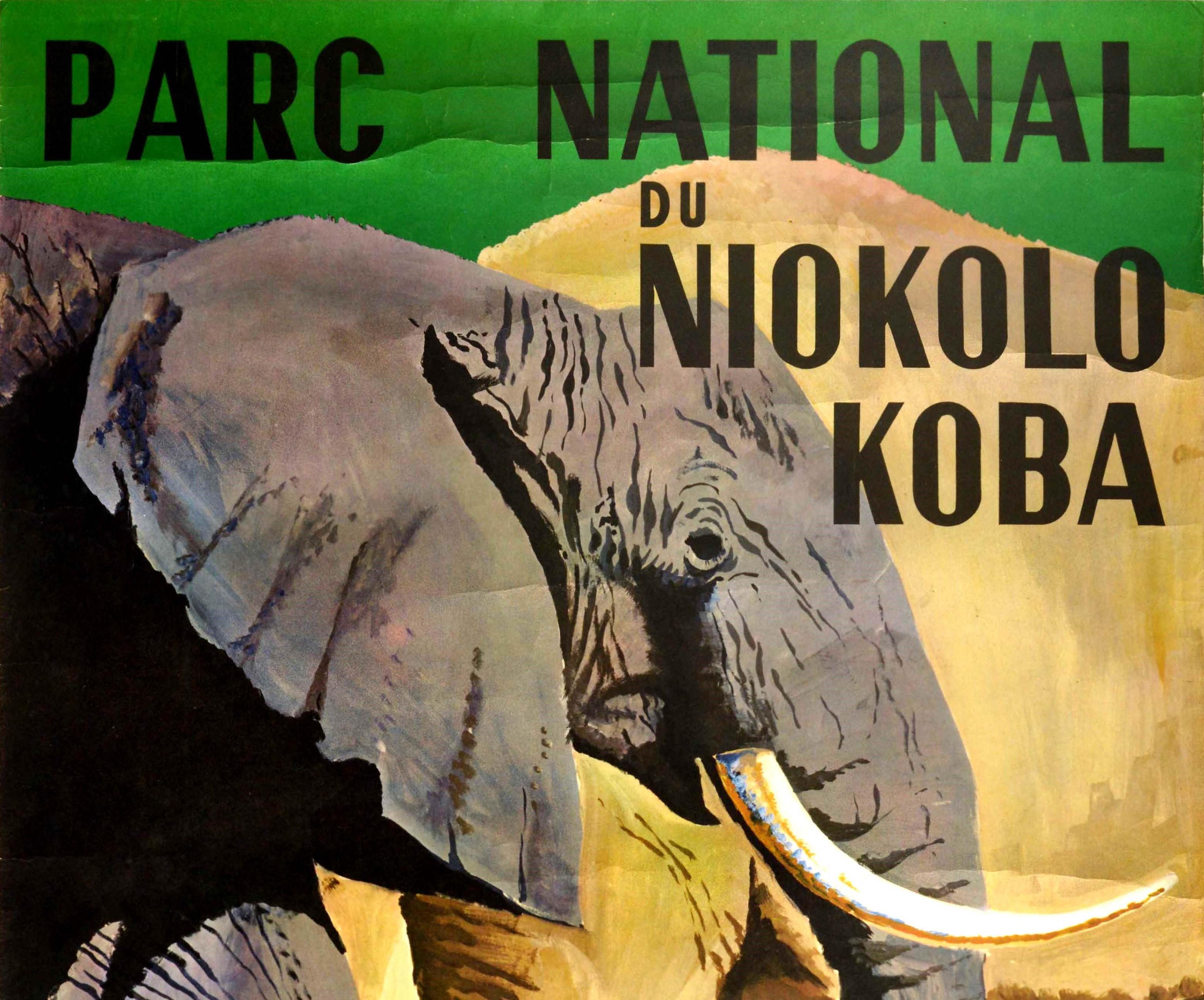 Original Vintage Travel Poster Senegal Parc National Du Niokolo Koba Elephant - Print by Unknown