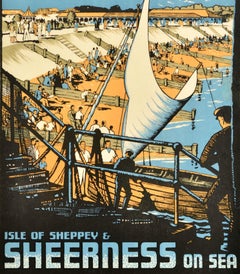 Original Vintage Travel Poster Sheerness On Sea Isle Of Sheppey Kent Railway