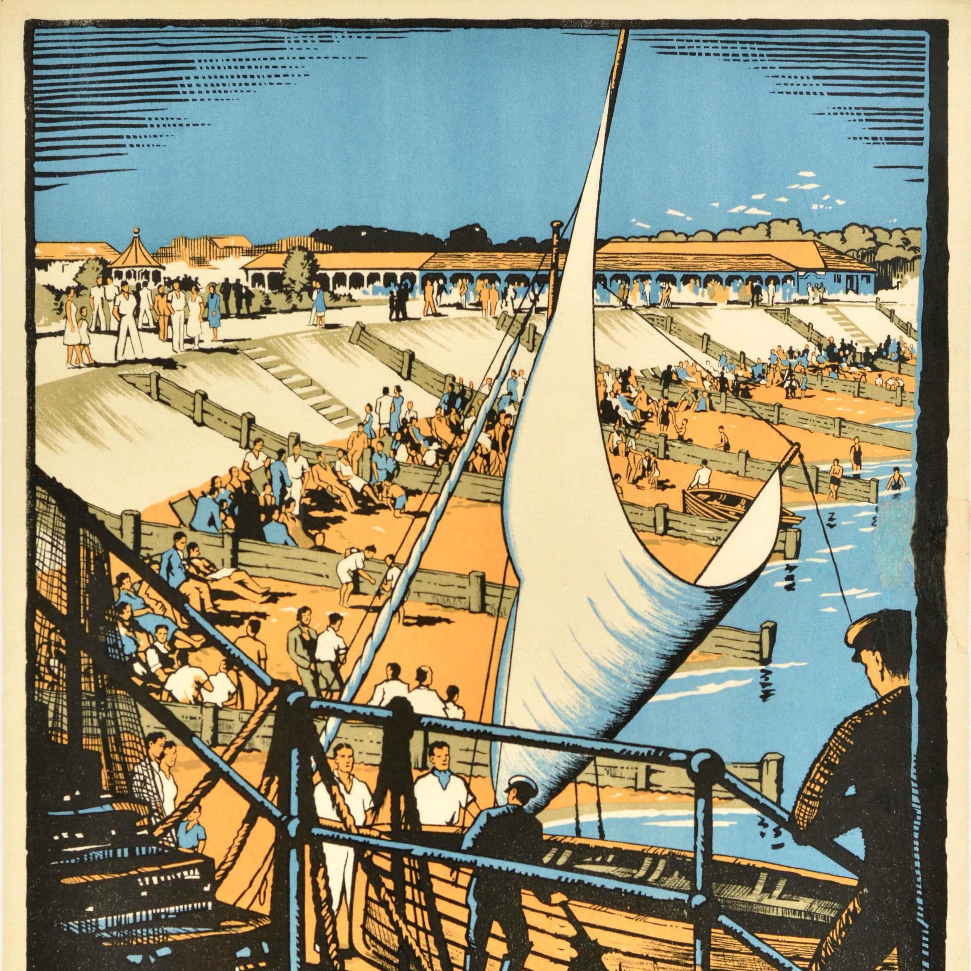 Original-Vintage-Reiseplakat „ Sheerness On Sea Isle Of Sheppey Kent“, Eisenbahn (Schwarz), Print, von Unknown