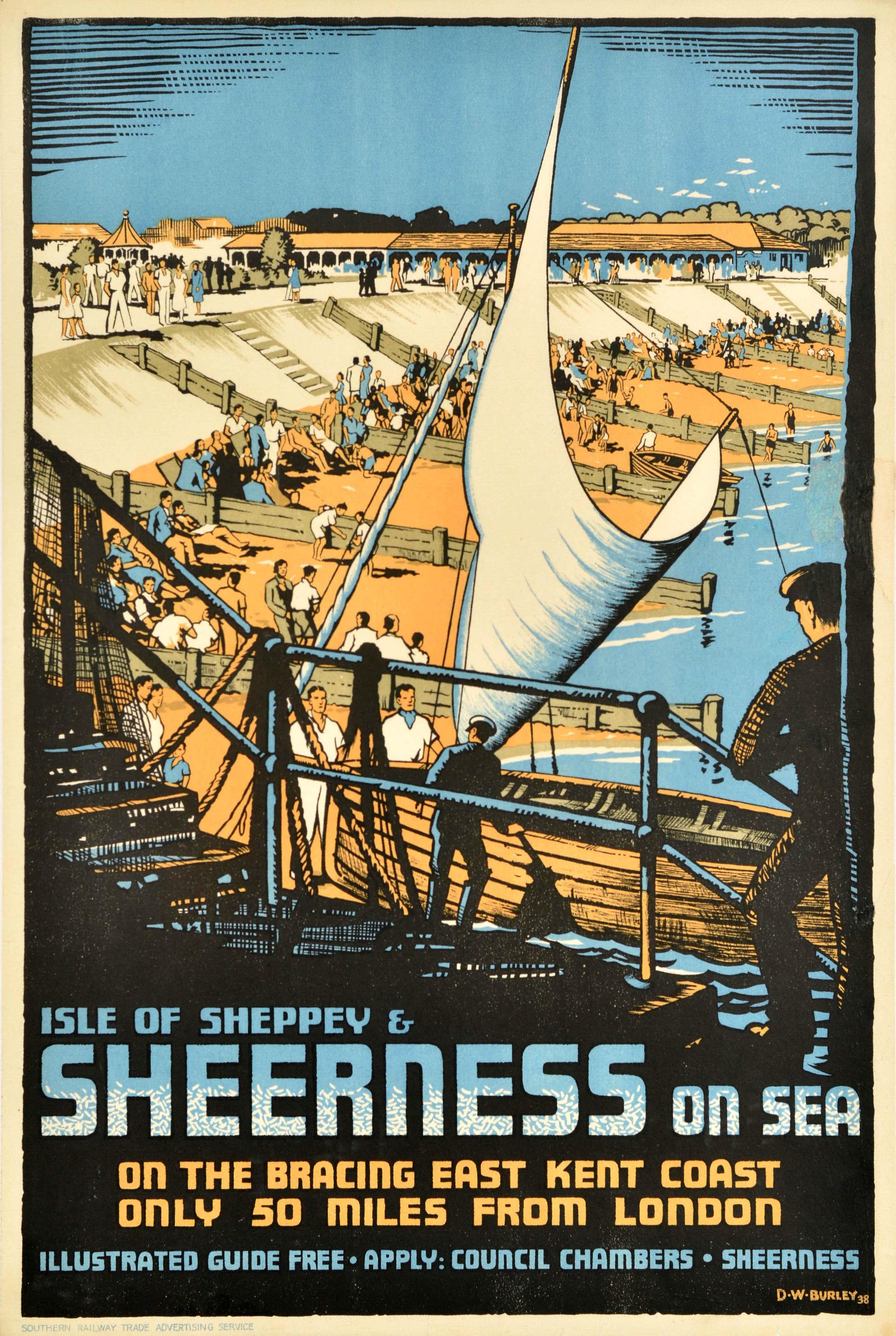 Unknown Print - Original Vintage Travel Poster Sheerness On Sea Isle Of Sheppey Kent Railway