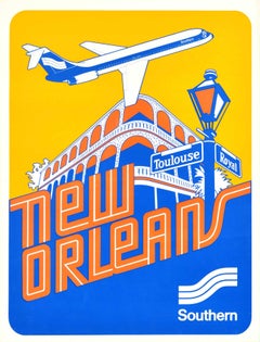 Original Vintage Travel Poster Southern New Orleans Louisiana Old French Quarter