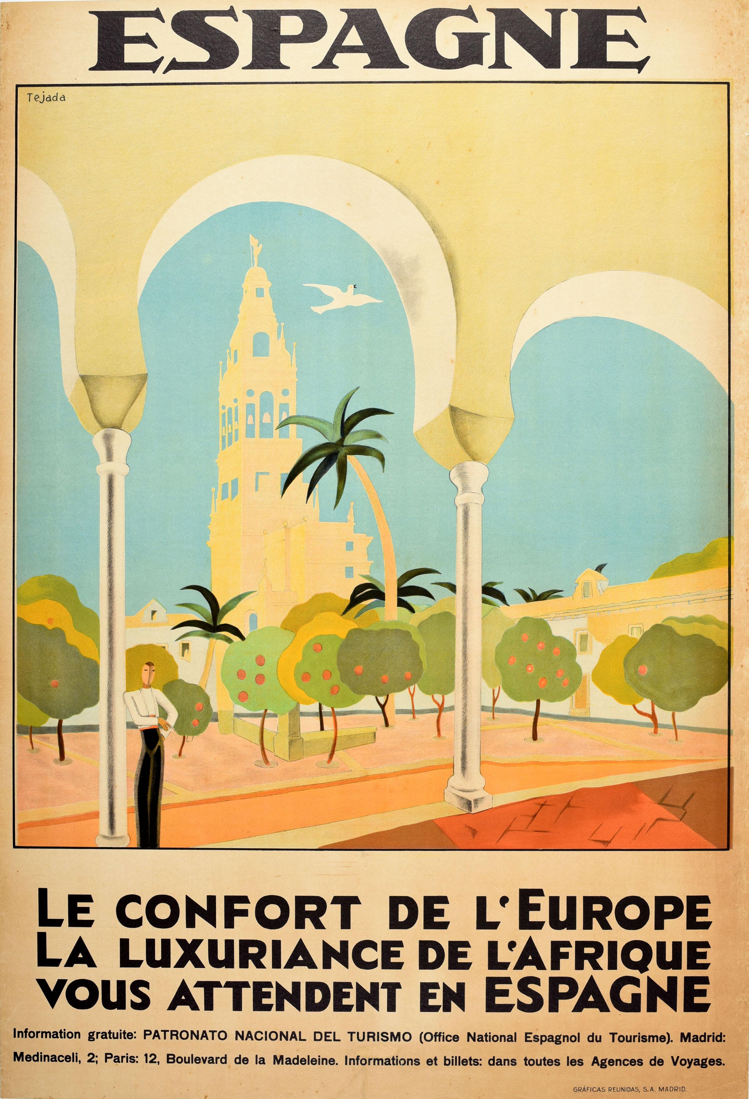 Unknown Print - Original Vintage Travel Poster Spain Art Deco Espagne Cordoba Mosque Cathedral