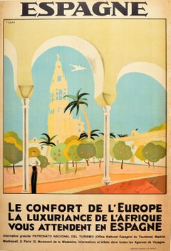 Original Vintage Travel Poster Spain Art Deco Espagne Cordoba Mosque Cathedral