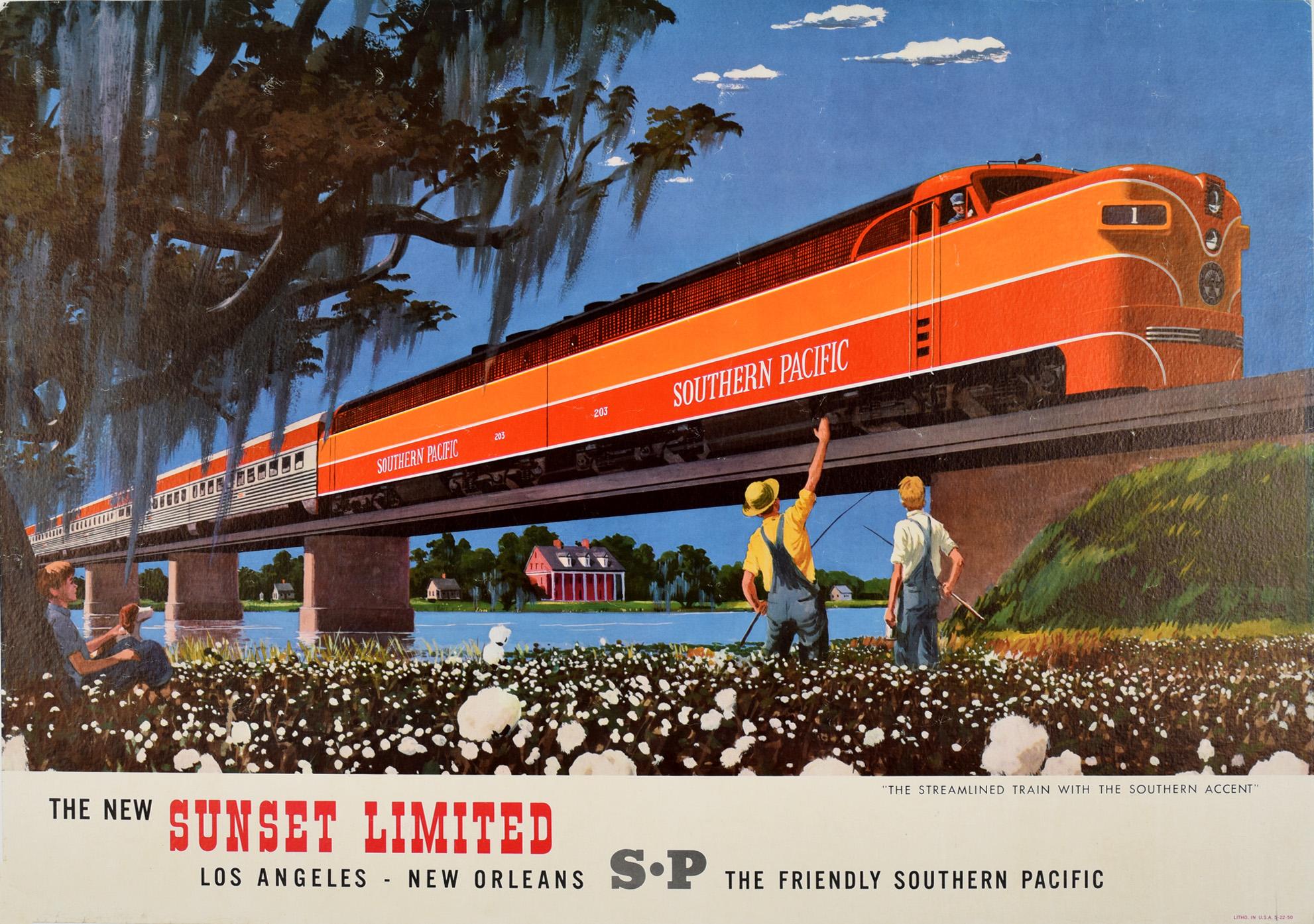 Unknown Print - Original Vintage Travel Poster Sunset Limited Railroad Southern Pacific Railway