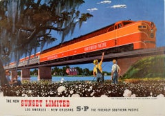 Original-Vintage-Reiseplakat Sunset Limited Railroad Southern Pacific Railway, Südpazifik-Eisenbahn