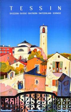 Original Vintage Travel Poster Tessin Ticino Switzerland Suisse Schweiz Svizzera