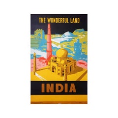 Original Vintage travel poster to INDIA The Wonderful Land