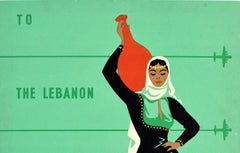 Original Vintage Travel Poster To The Lebanon By Sabena Belgian World Airlines