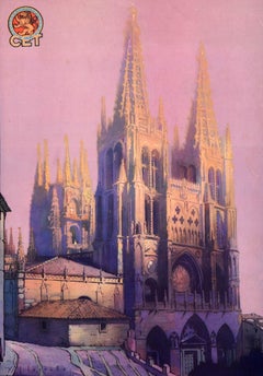 Original Vintage Travel Poster Visit Burgos Spain Caput Castellae CET Espana
