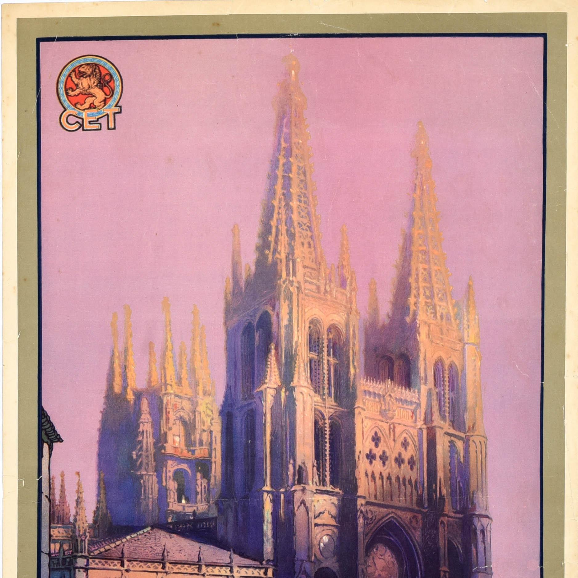 Original-Vintage-Reiseplakat Visit Burgos Spanien Caput Castellae CET Espana (Braun), Print, von Unknown