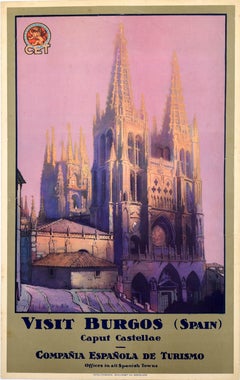 Original Vintage Travel Poster Visit Burgos Spain Caput Castellae CET Espana