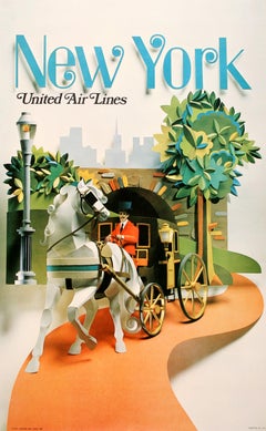 Original Vintage United Air Lines - New York Carriage - Small Format 1971