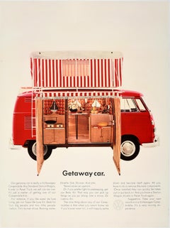 Original Vintage Volkswagen Poster Getaway Car VW Campmobile Station Wagon Kombi
