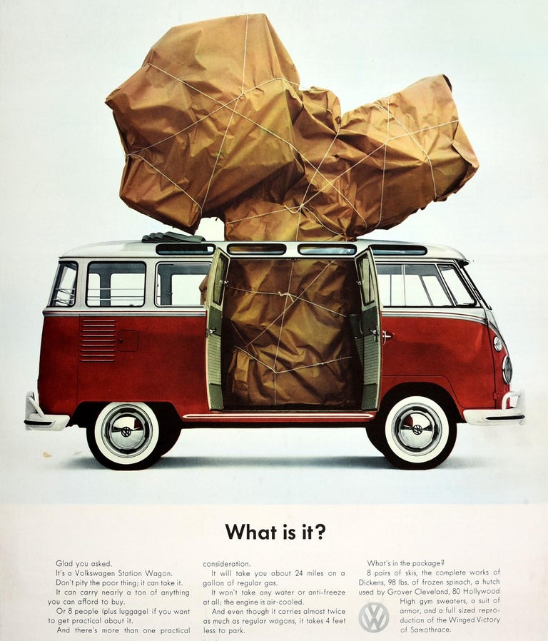 Unknown - Original Vintage Volkswagen Poster VW Camper Van Station Wagon  Car - What Is It? For Sale at 1stDibs | station wagon campervan