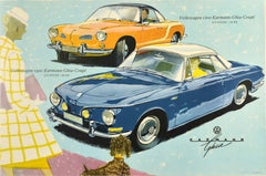 Original Vintage VW Car Advertising Poster Volkswagen Karmann Ghia Automobile