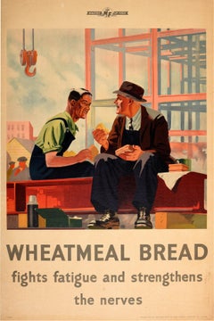 Original Vintage War Food Propaganda Poster Wheatmeal Bread Rationing WWII