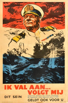 Original Vintage War Poster UK Navy Recruitment Holland WWII Dutch East Indies