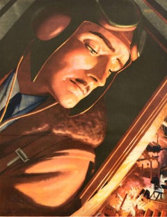 Original Vintage War Poster Wings For Victory More Savings More Wings WWII RAF