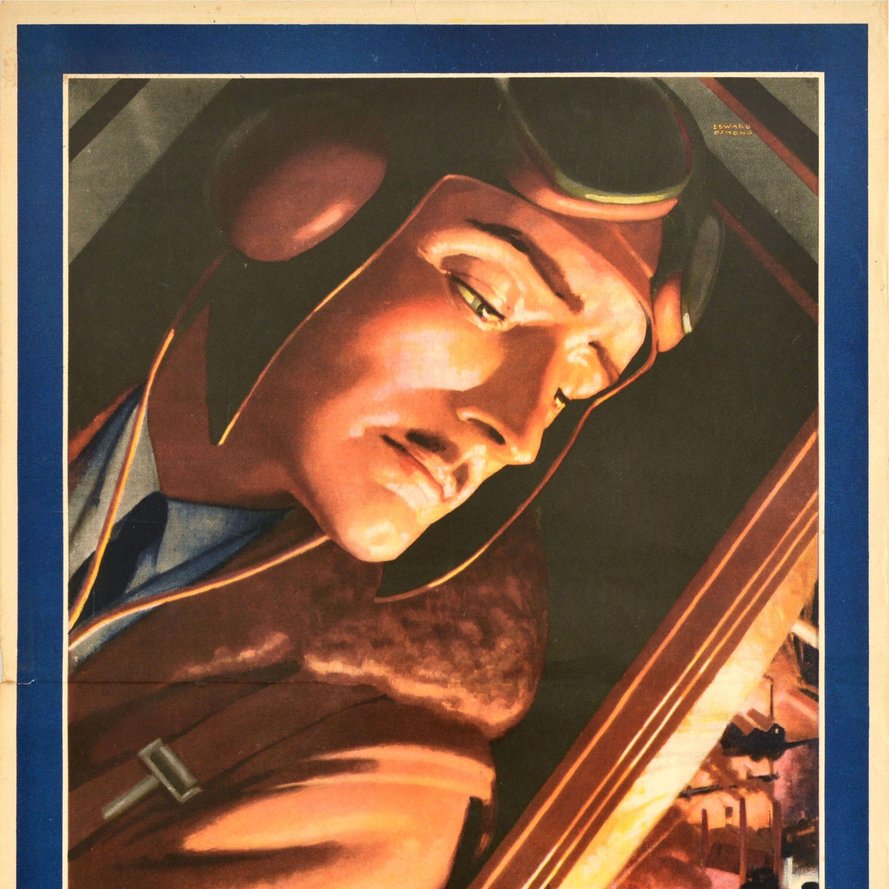 Original Vintage Cartel de Guerra Alas Para la Victoria Más Ahorro Más Alas Segunda Guerra Mundial RAF - Print Negro de Unknown