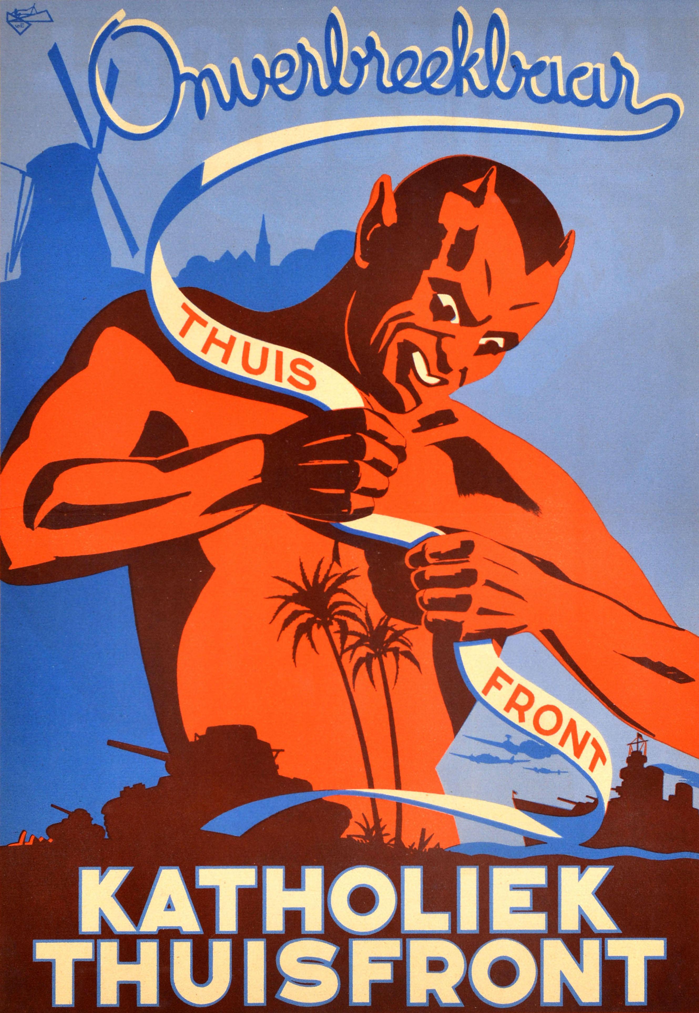 Affiche de propagande de guerre originale Onverbreekbaar Katholek Thuisfront de la Seconde Guerre mondiale - Print de Unknown