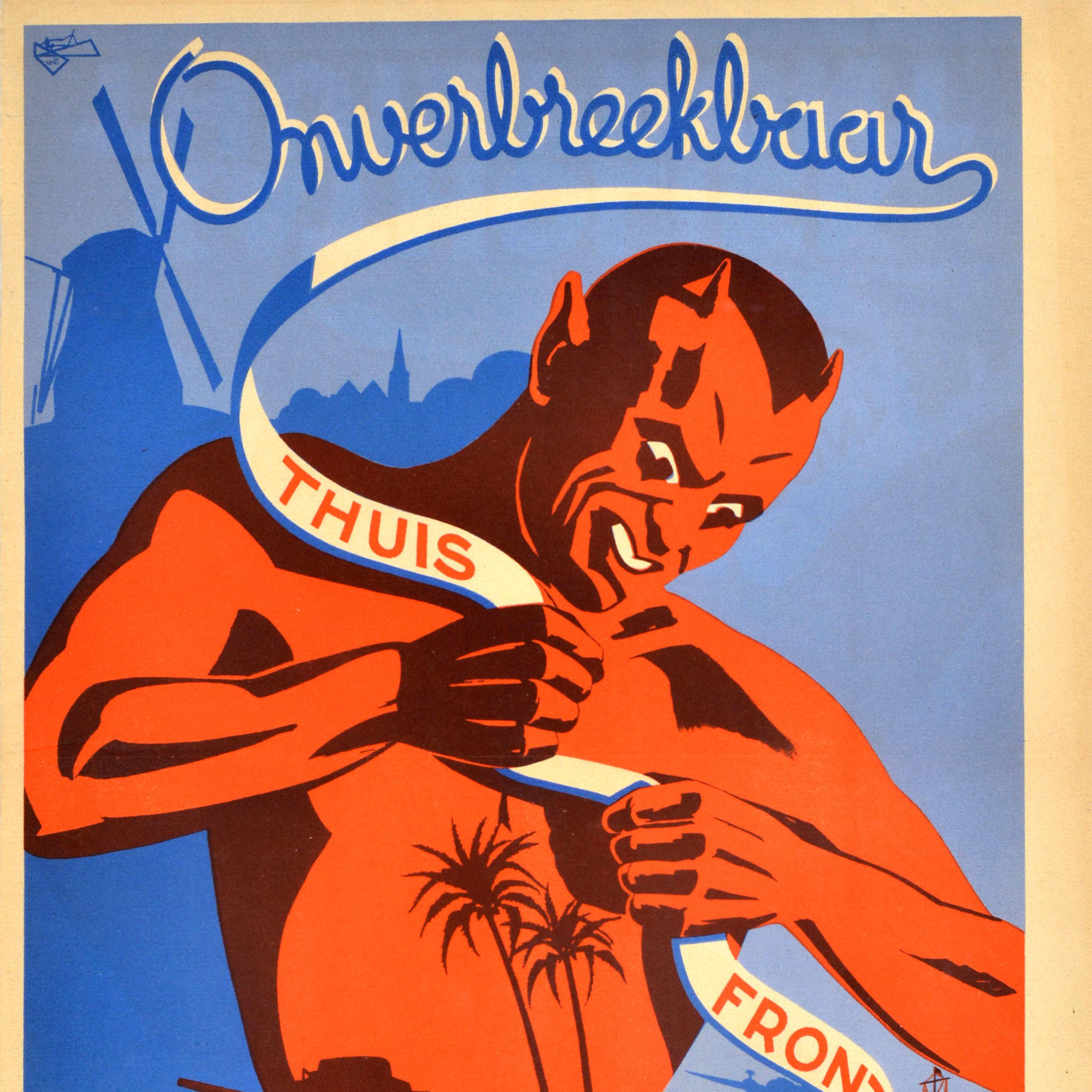 Affiche de propagande de guerre originale Onverbreekbaar Katholek Thuisfront de la Seconde Guerre mondiale - Rouge Print par Unknown