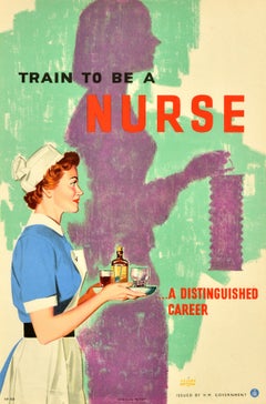 Original Vintage War Propaganda Poster Train To Be A Nurse WWII Clixby Watson