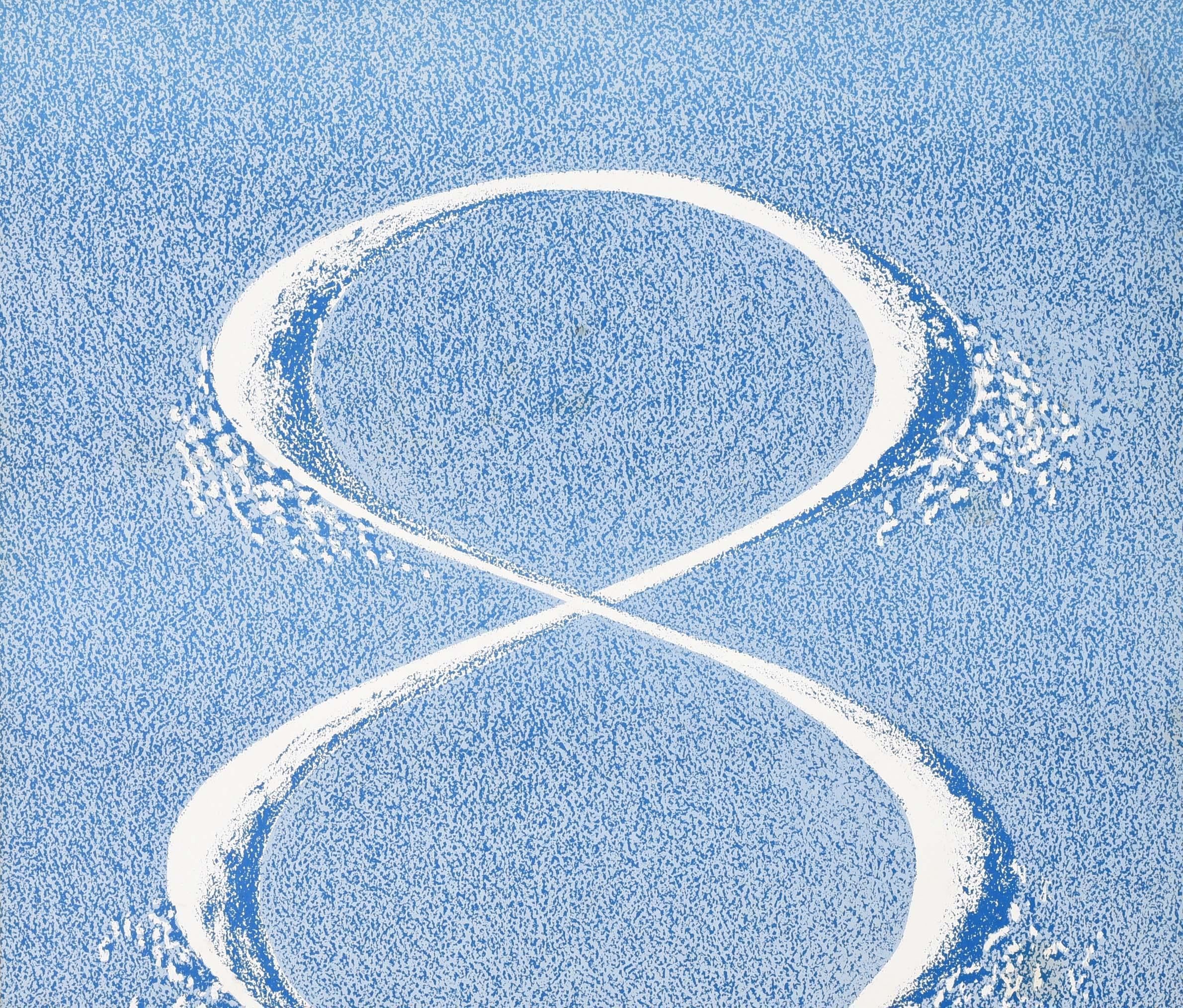 Poster originale d'epoca sugli sport invernali Aspen Ski Colorado USA 1968 Interski Skiing - Print Blu di Unknown