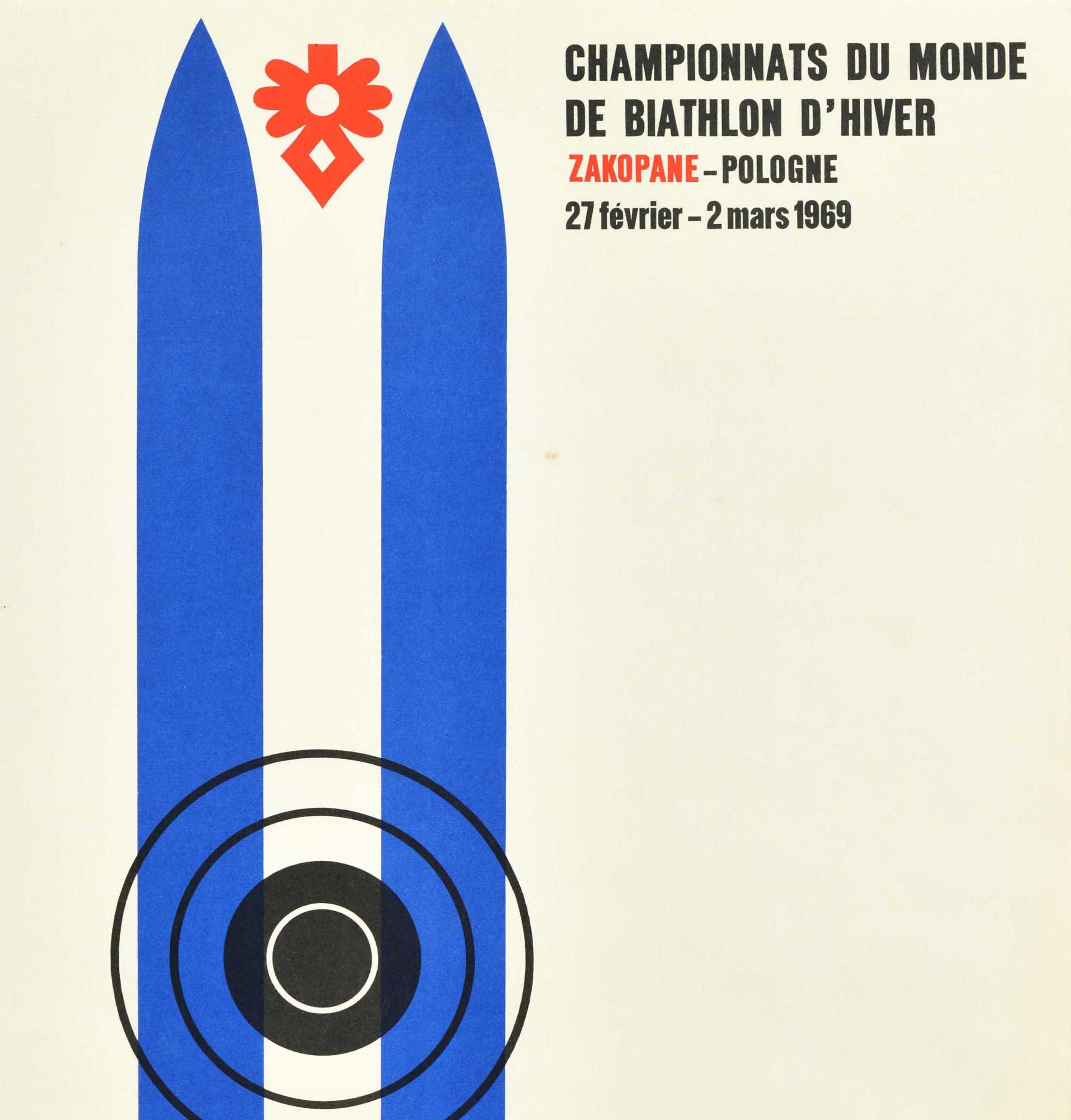 Original Vintage Winter Sport Poster Biathlon World Championship Zakopane Poland - Print by Unknown