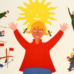 Original Vintage Winter Sport Poster Supermolina Ski Spain Catalan Pyrenees Art