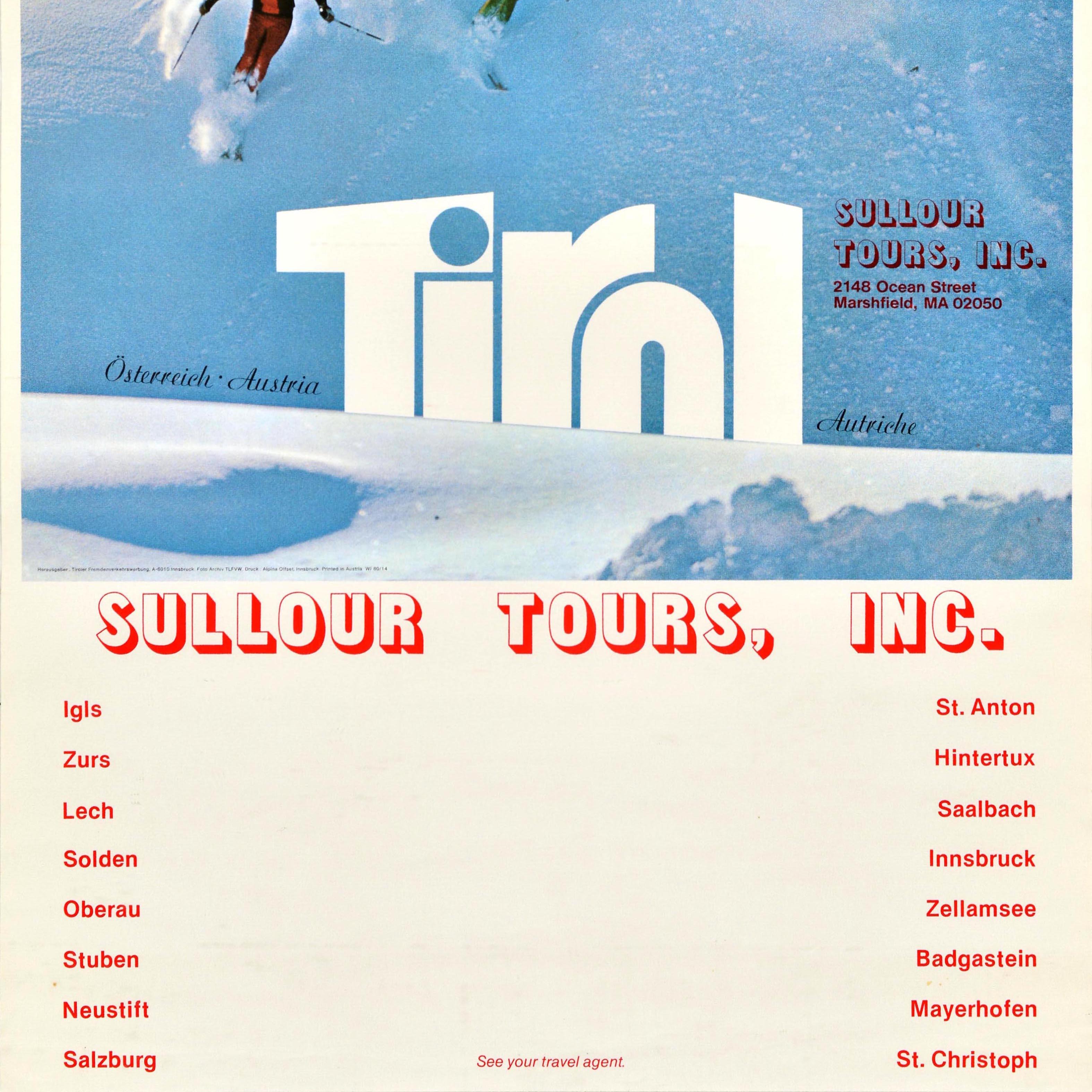 Poster da viaggio originale d'epoca sugli sport invernali Tirol Austria Osterreich 1