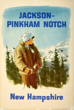 Original Vintage-Wintersport-Reiseplakat Jackson Pinkham Notch, New Hampshire, New Hampshire