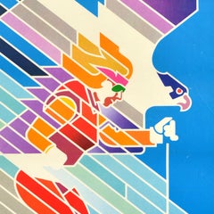 Original Vintage Winter Sport Travel Poster Western Airlines SkiBirds Skiing