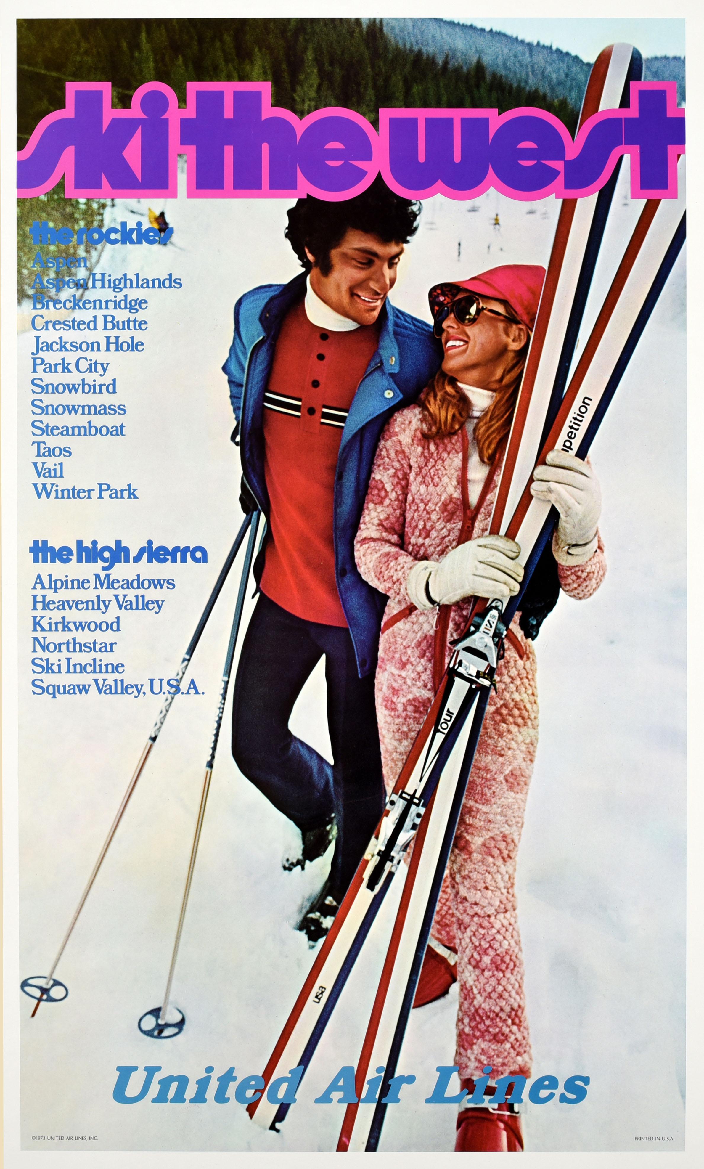 Unknown Print - Original Vintage Winter Travel Poster Ski The West United Rockies High Sierra US