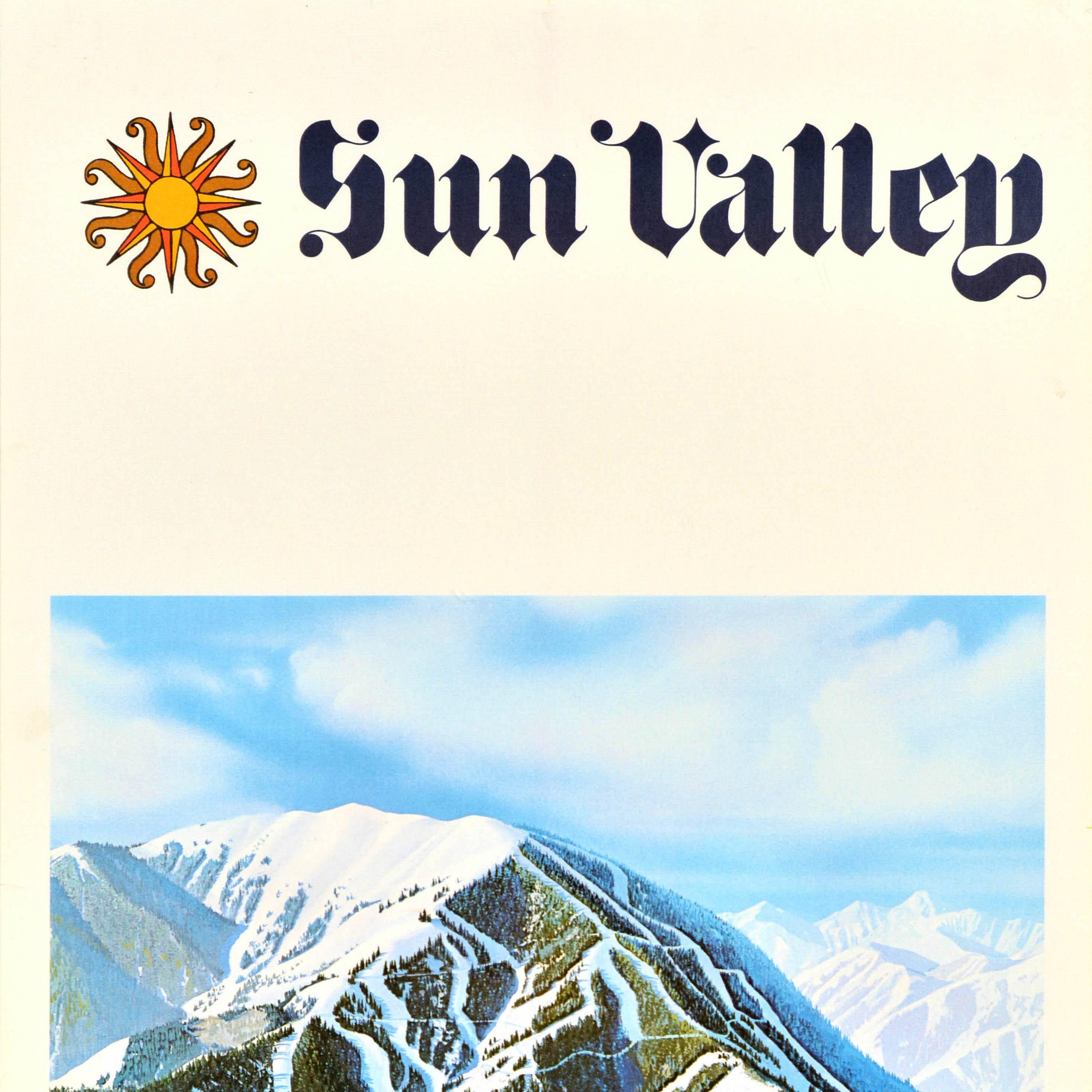 Original-Vintage-Winter-Reiseplakat Sun Valley Idaho, Ski Resort, Bald Mountain (Grau), Print, von Unknown