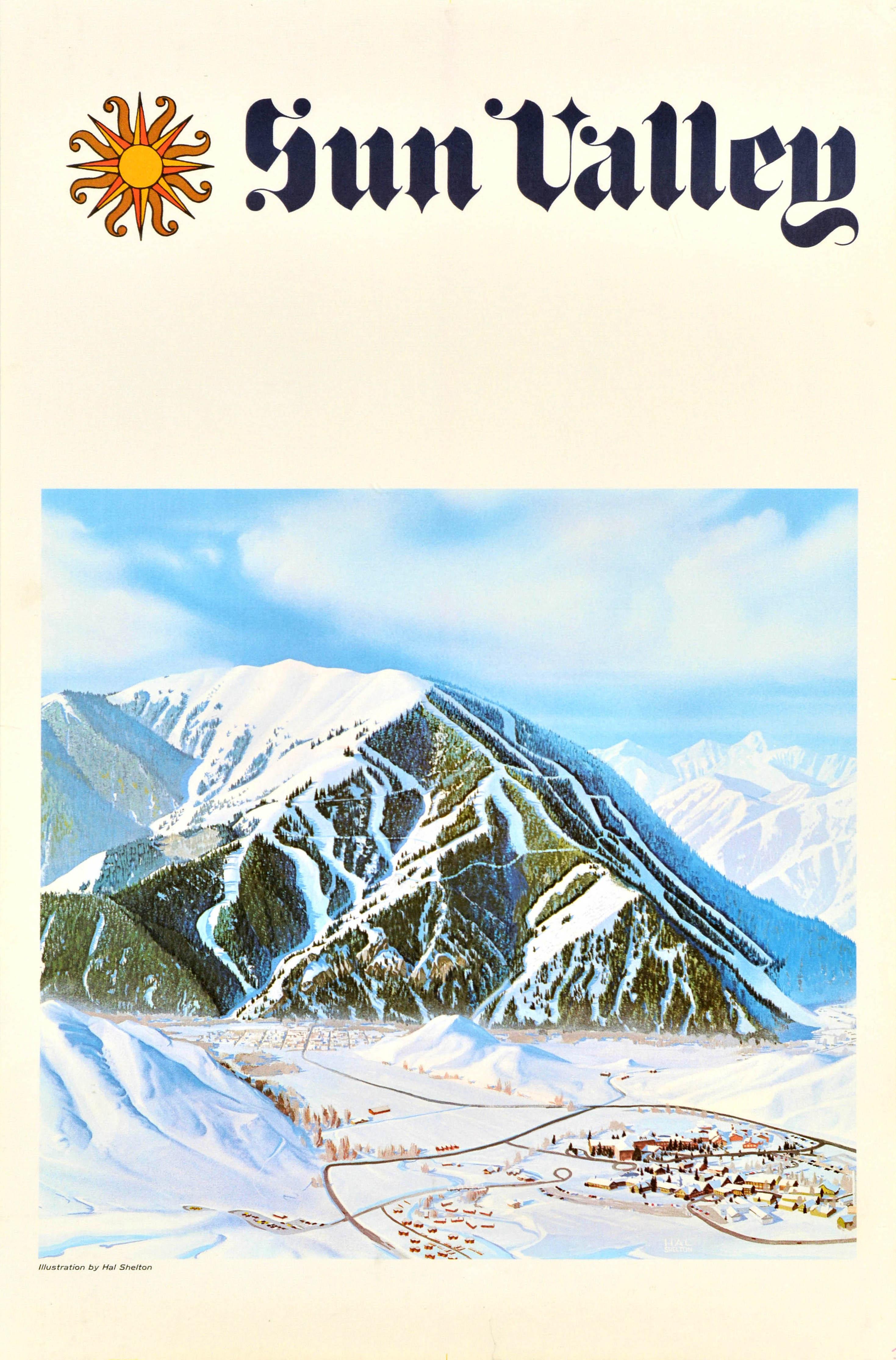 Unknown Print – Original-Vintage-Winter-Reiseplakat Sun Valley Idaho, Ski Resort, Bald Mountain