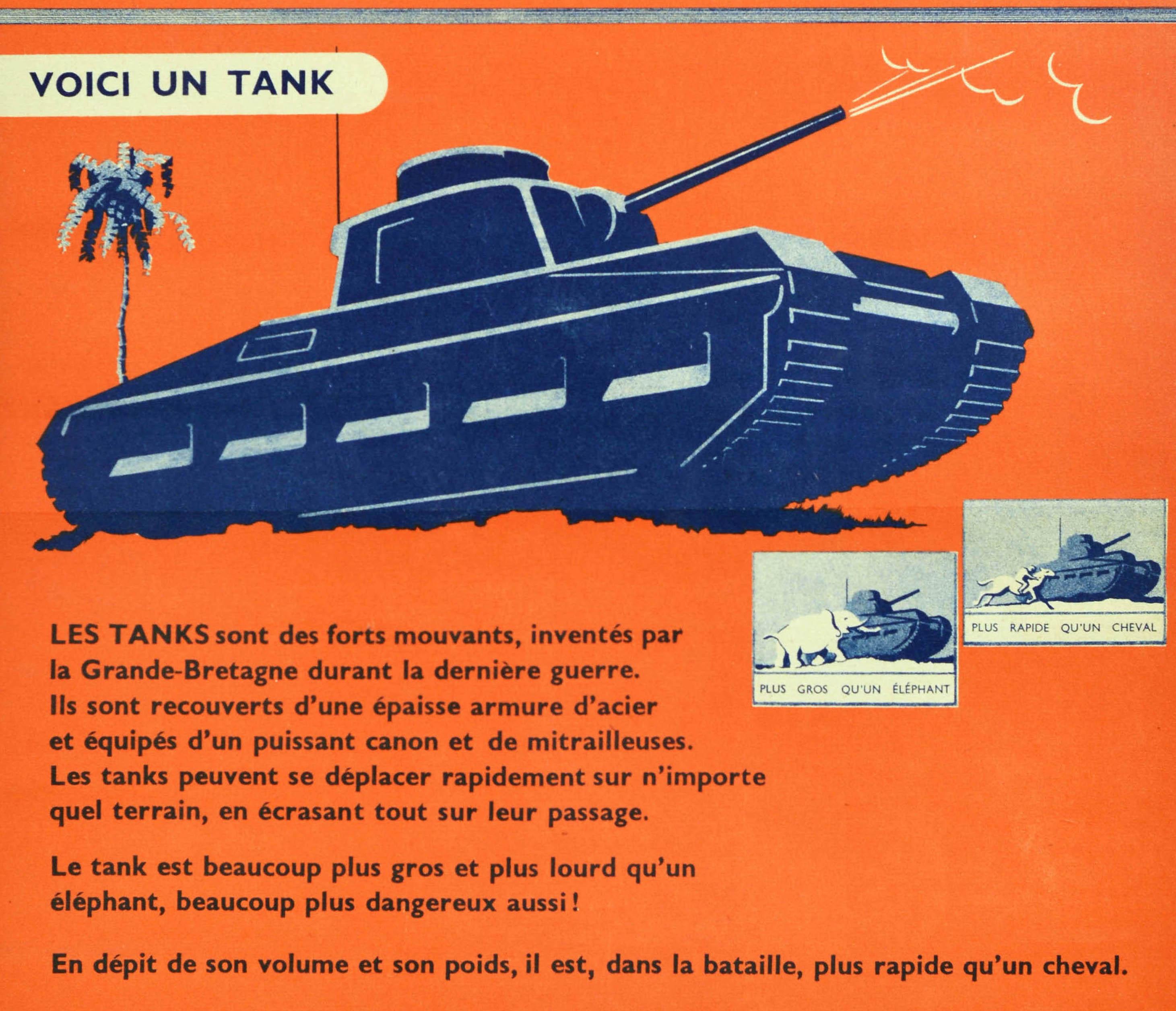 Original Vintage World War Two Poster British Weapons To Defeat Hitler WWII Tank - Print by Unknown