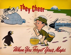 Original Vintage WWII Air Force Poster Sie jubeln - Wenn du deine Karten vergisst