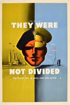 Affiche rétro originale du film de la seconde guerre mondiale Trois des chars d'Assaut (They Were Not Divided), Tank Division, Modernisme