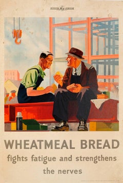 Original Vintage WWII Ministry Of Food Poster Promoting Wheatmeal Bread Benefits