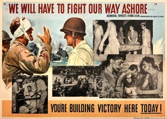 Original Vintage WWII Navy Poster - We Will Have To Fight Our Way Ashore 1944 (Nous devrons nous battre pour atteindre le rivage)