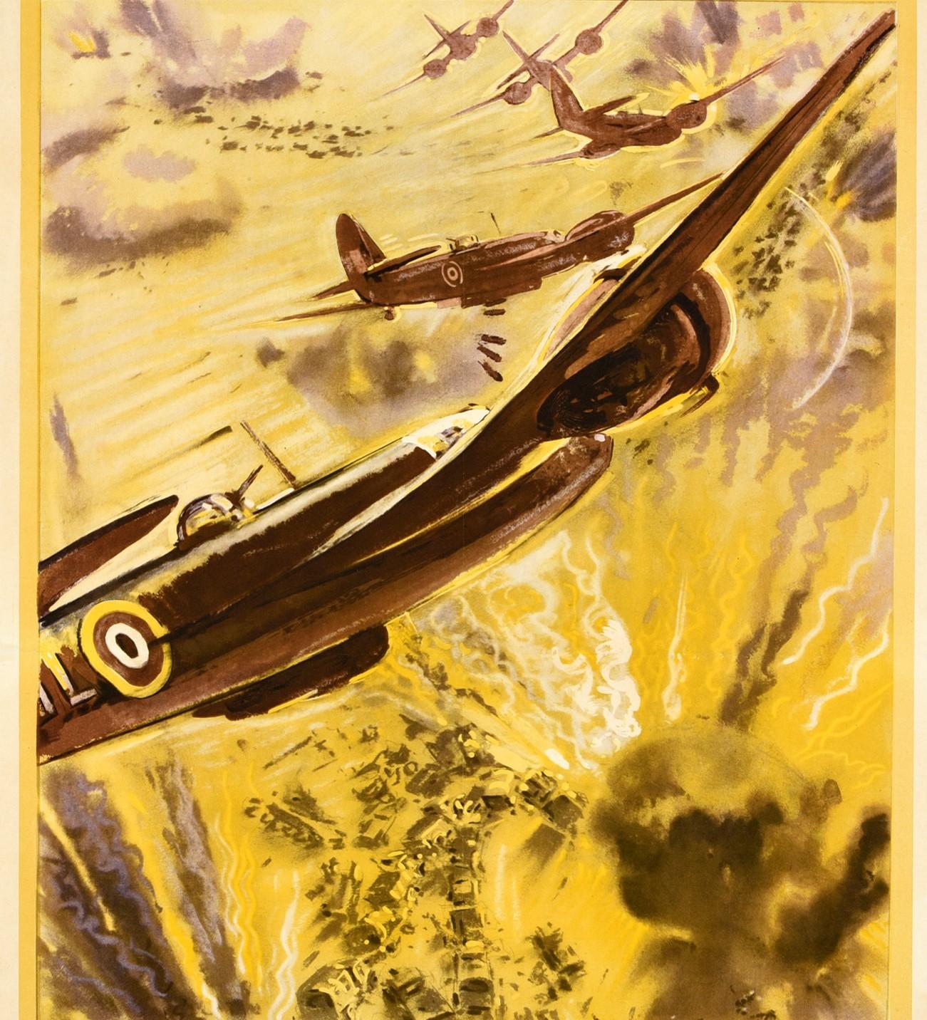 Original vintage World War Two propaganda poster in Portuguese - A Gra Bretanha Defensora de Liberdade Avios Britanicos 