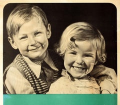 Original Vintage WWII Poster Children Are Safer In The Country War Evacuation