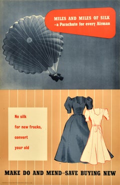 Original Vintage WWII Poster Make Do And Mend Save Buying New Clothing Rationing