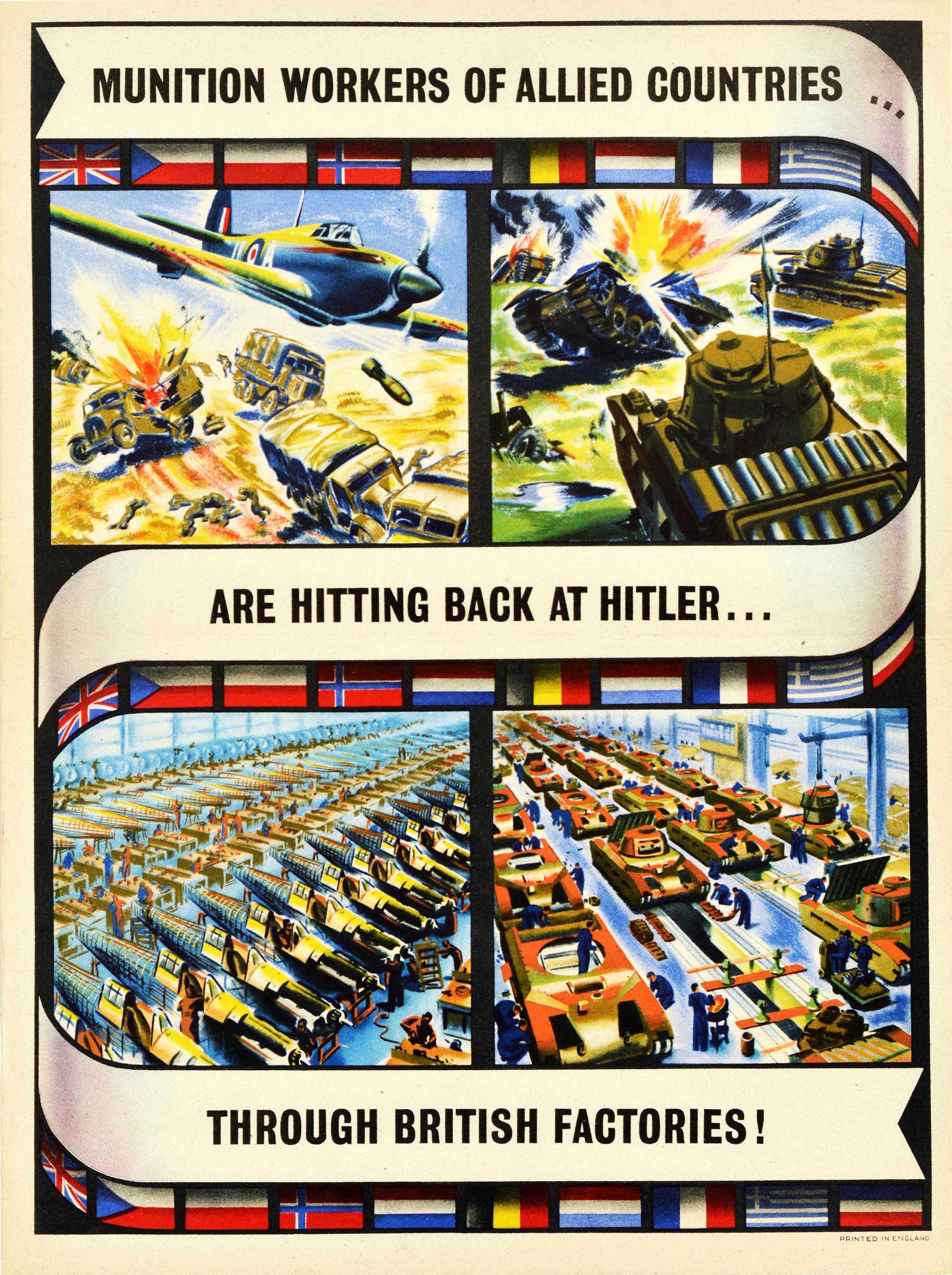 Unknown Print - Original Vintage WWII Poster Munition Workers Allied Countries British Factories