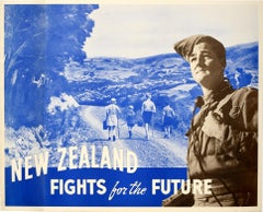 Original-Vintage-Poster aus dem Zweiten Weltkrieg, Neuseeländische Kämpfe für die Zukunft, Soldaten Kinder