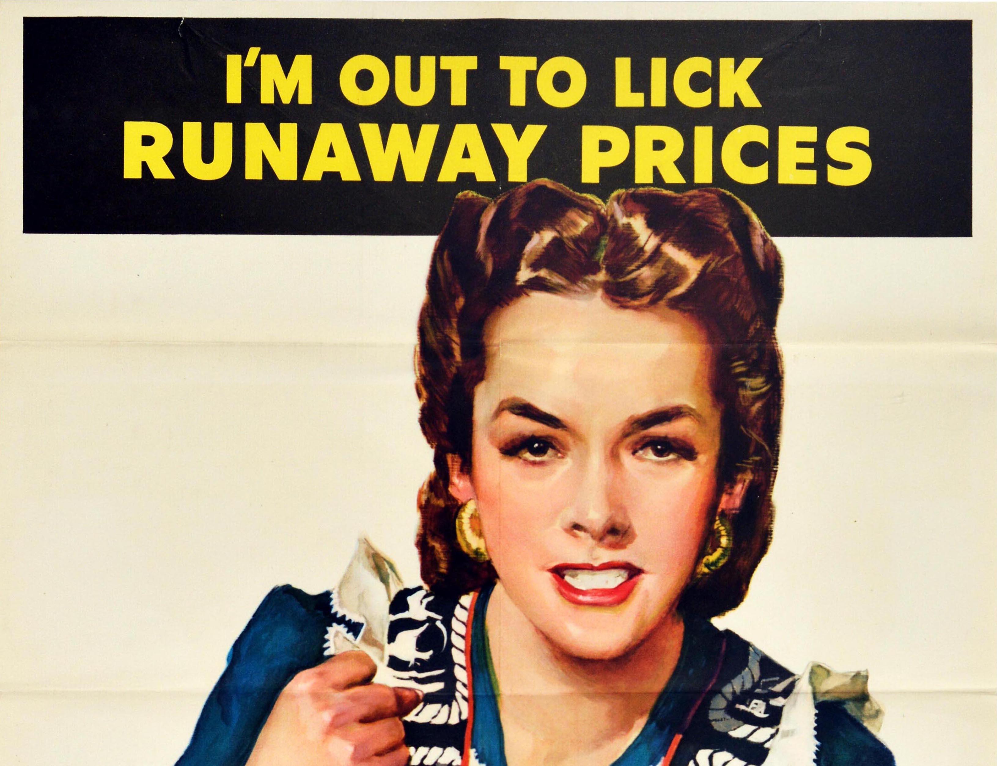 Original Vintage WWII Poster Runaway Prices Economy Rationing War Bonds Victory - Print by Unknown