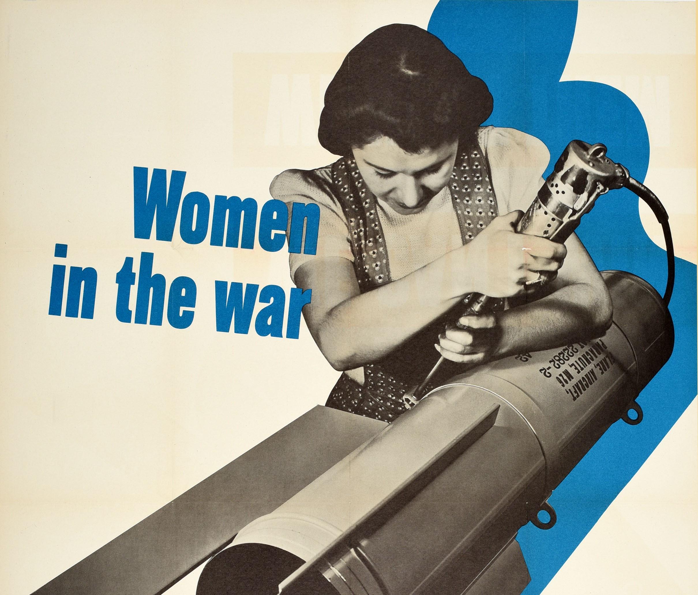 Original Vintage WWII Poster Women In The War We Can't Win Without Them USA  - Print by Unknown