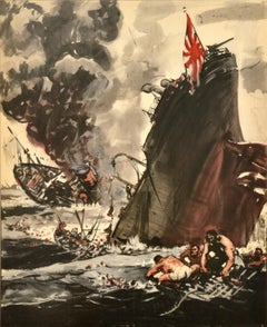 Original Vintage WWII Propaganda Poster Smash Japanese Aggression Malacca Strait